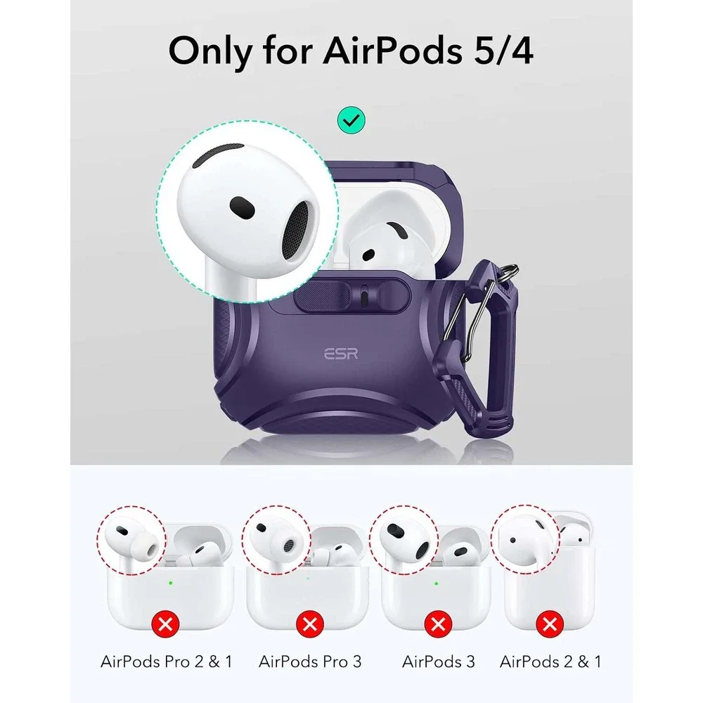ESR AirPods 5 4 Case MagSafe Purple New Cyber FlickLock Rugged Protective Cover